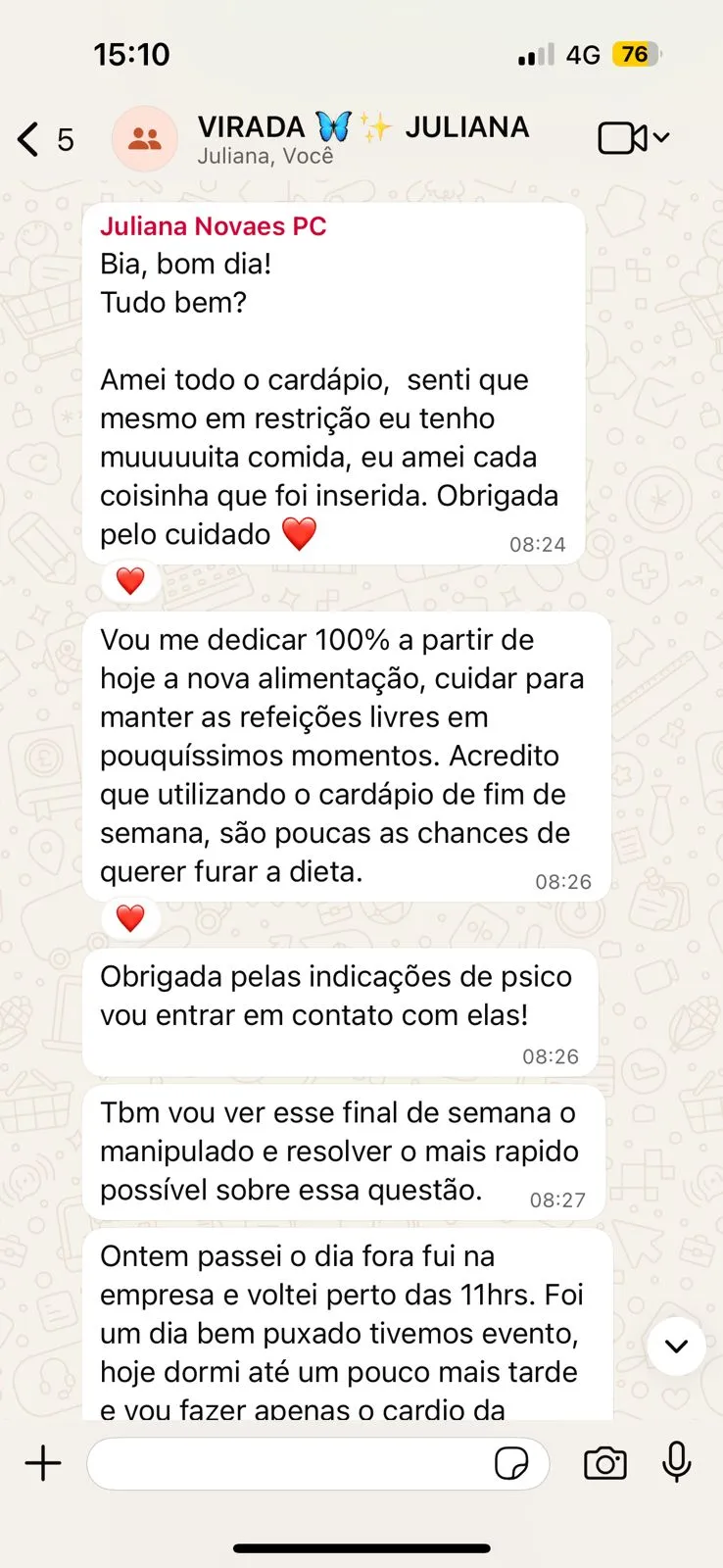 Relato antes e depois