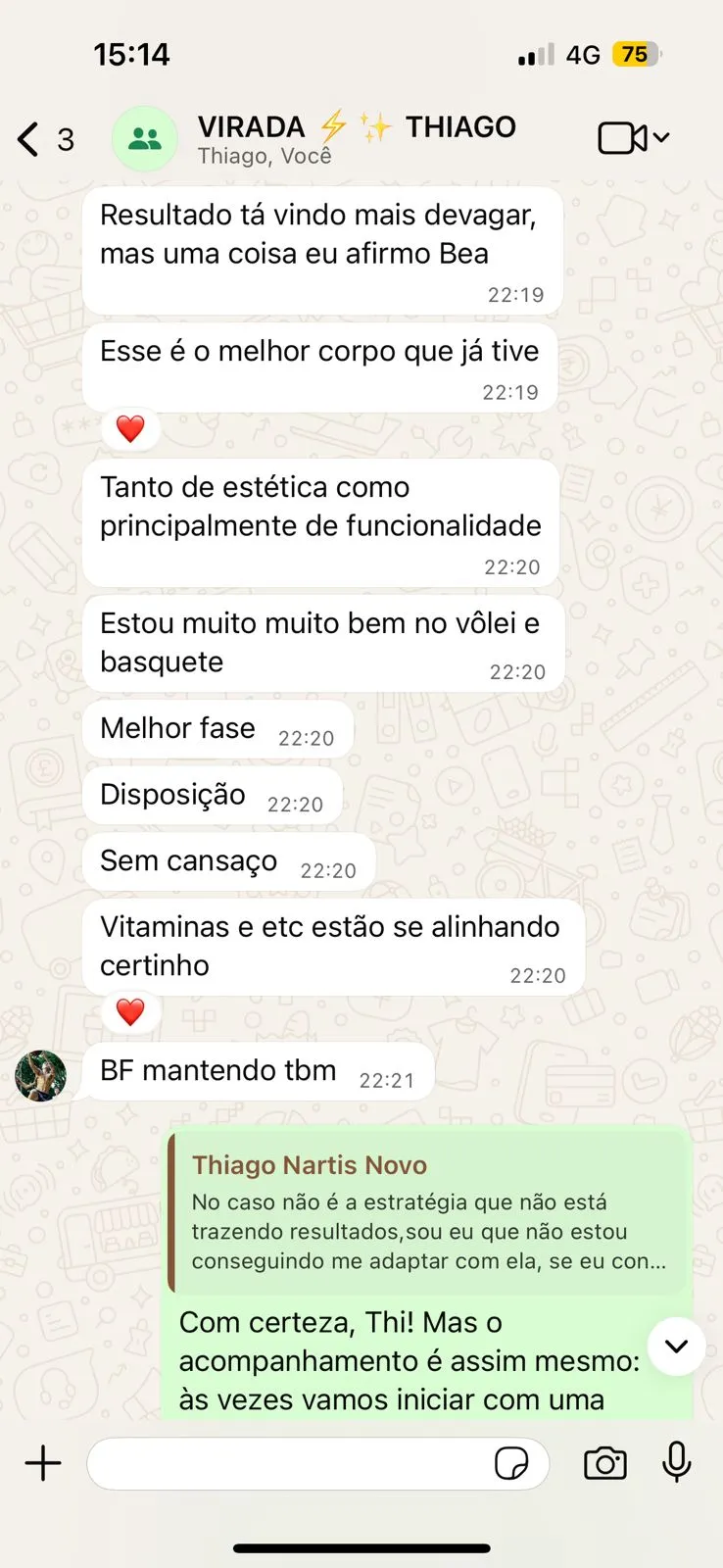 Relato antes e depois
